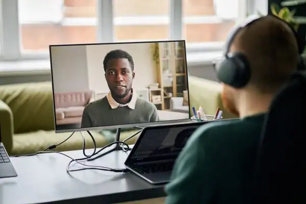 Man attending online mediation Workington MIAMS session